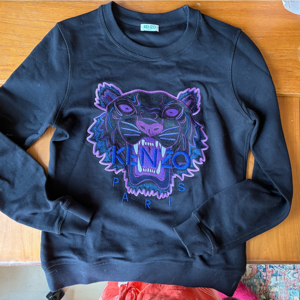 Kenzo Black Sweatshirt with Purple Tiger Design